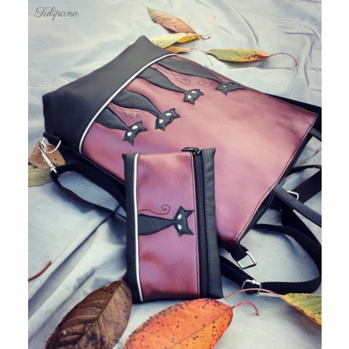 Boszorkány cicái 5 dbos szett (táska + tárca + neszeszer + kulcstartó+ kártytartó)