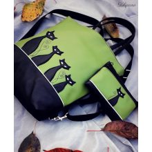 Boszorkány cicái 5 dbos szett (táska + tárca + neszeszer + kulcstartó+ kártytartó)