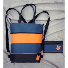 Kék és narancs táska + pénztárca  szett