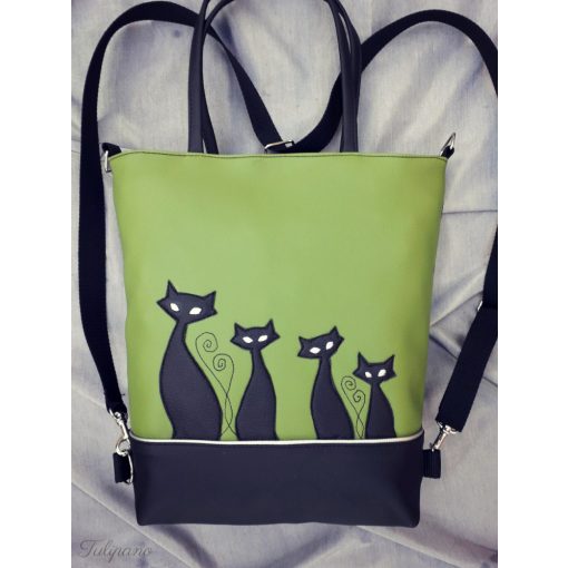 Boszorkány cicái fűzöldben + kártyatartóval