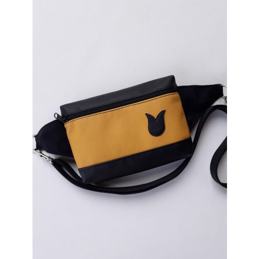 Mustár-fekete  testtáska, ővtáska