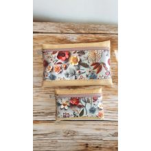 Pénztárca+kártyatartó szett (textilbőr-vászon) 