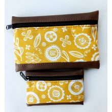 Pénztárca+kártyatartó szett (textilbőr-vászon) 