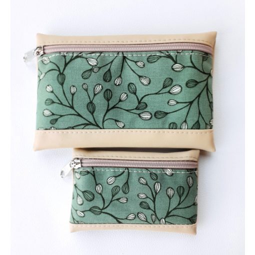 Pénztárca+kártyatartó szett (textilbőr-vászon) 